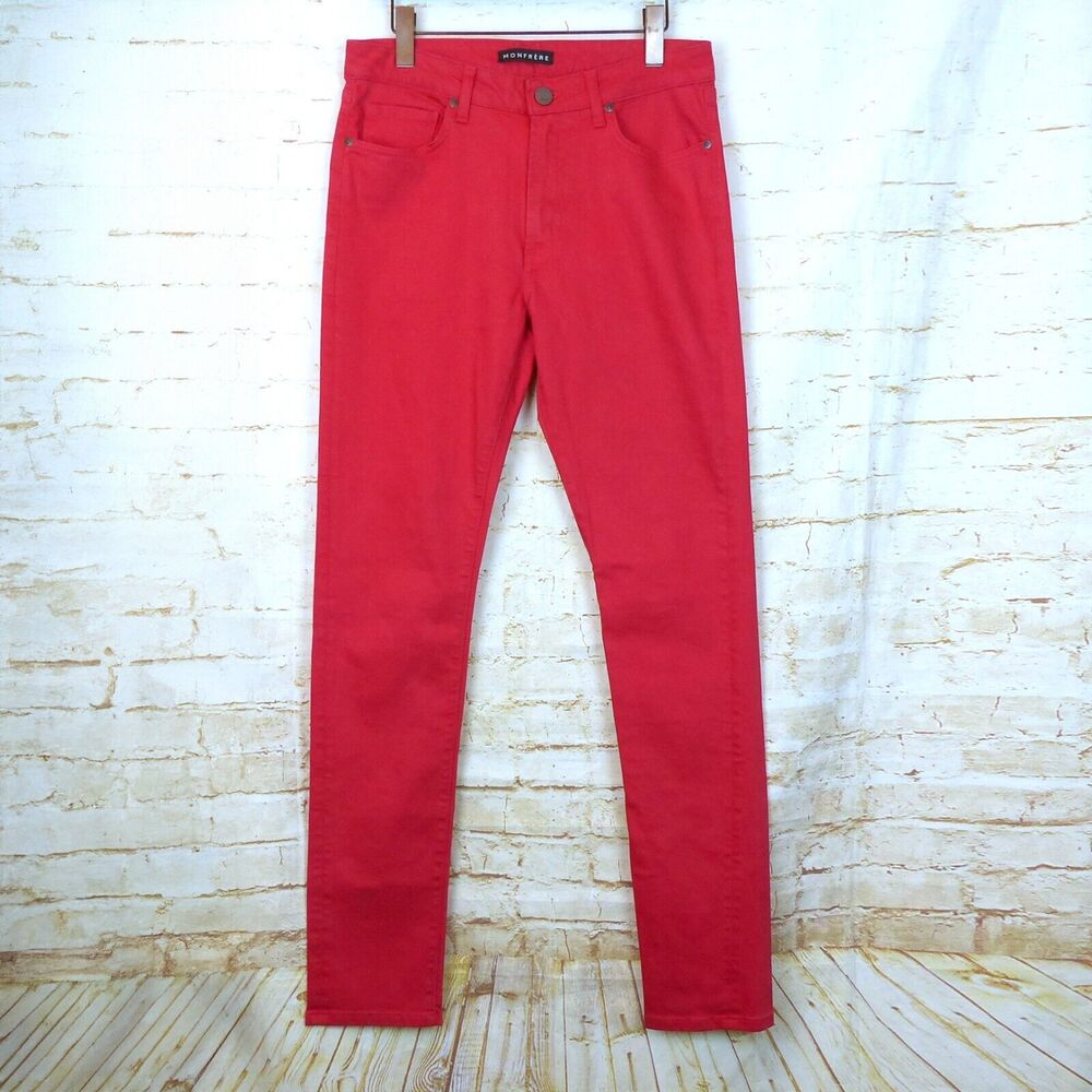 Monfrere Pants Mens 31 X 33 Neon Pink Brando Skinny 5-Pocket Stretch Rock NWOT